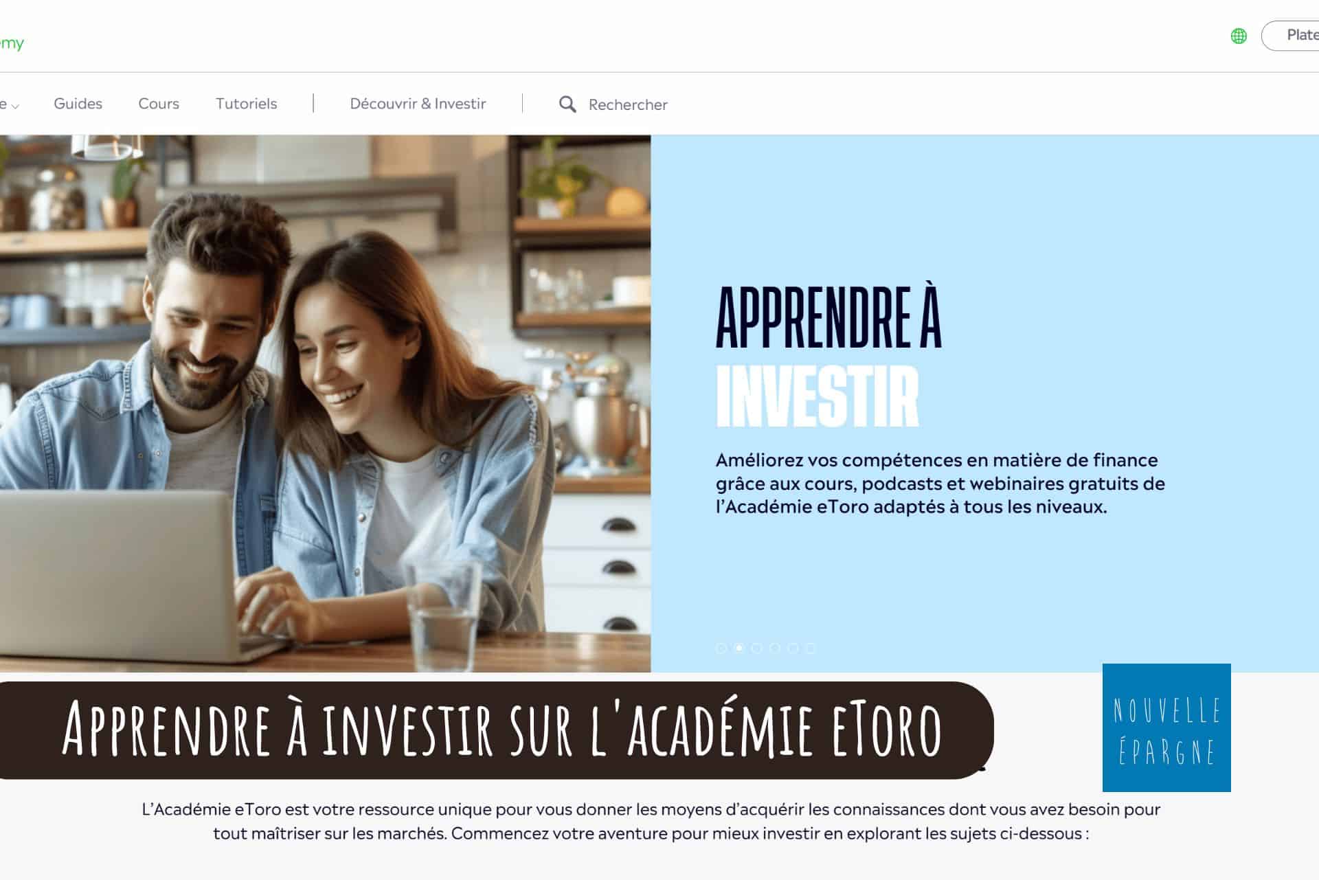 Apprendre à investir sur l'académie eToro