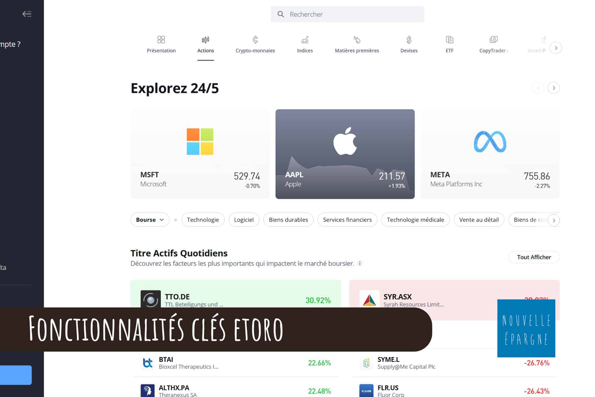 Fonctionnalités clés etoro
