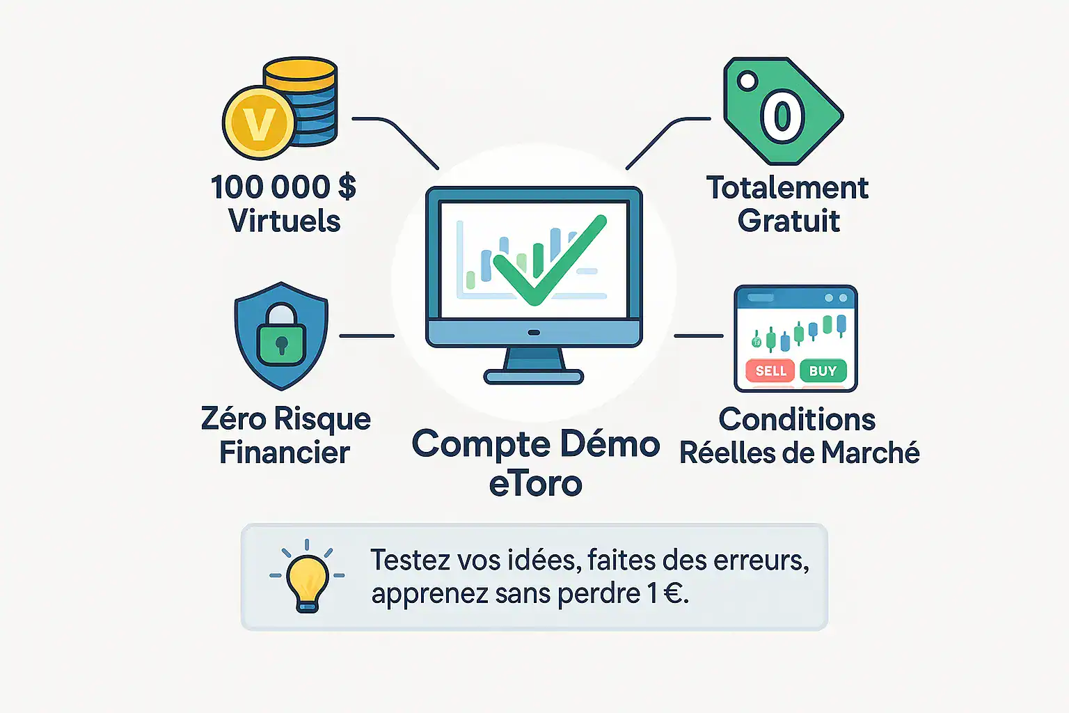 Illustration des avantages du compte démo eToro