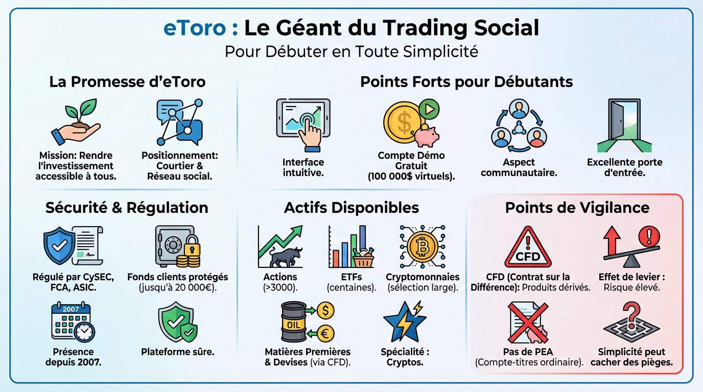 Interface de trading social eToro sur mobile et ordinateur