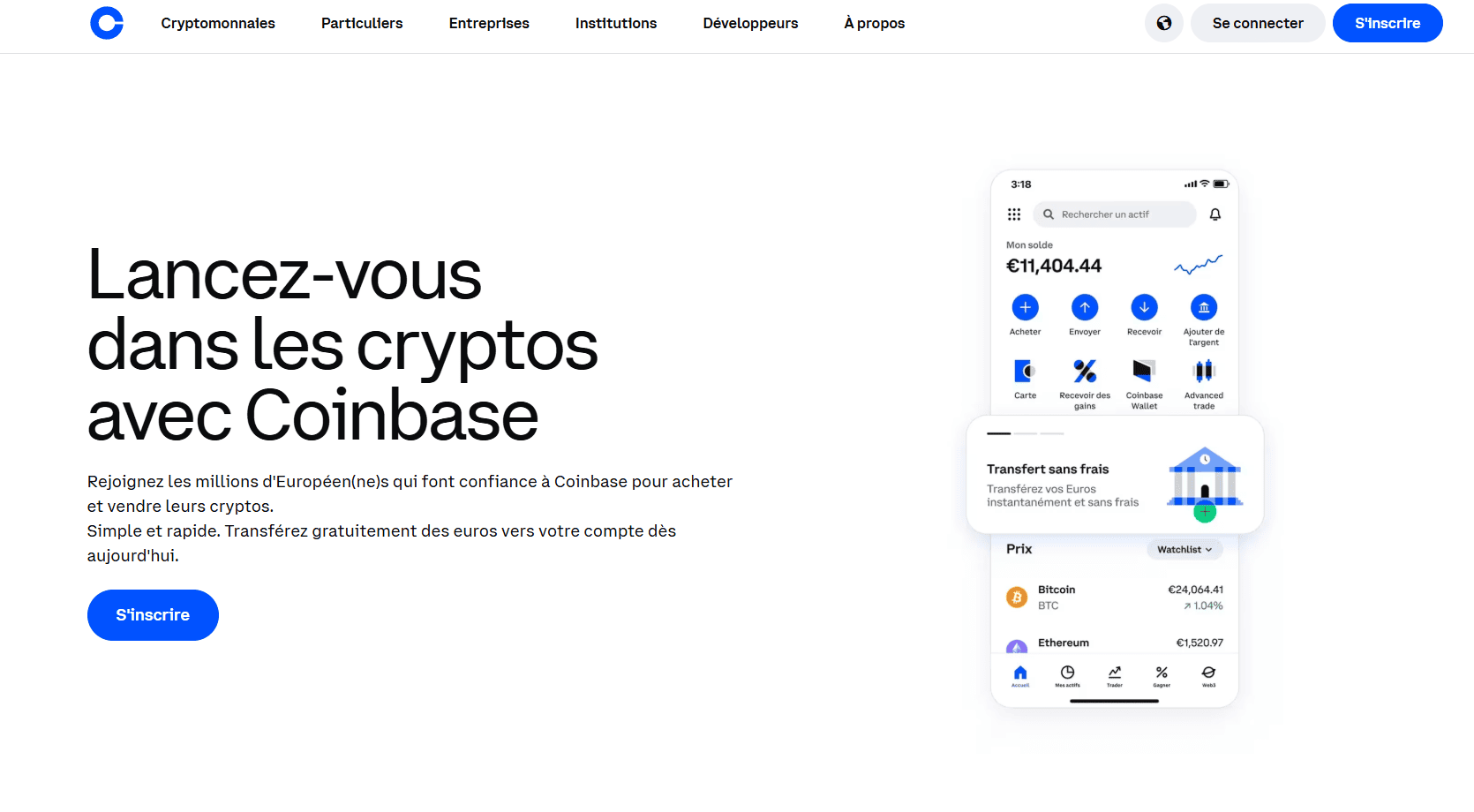 coinbase home page