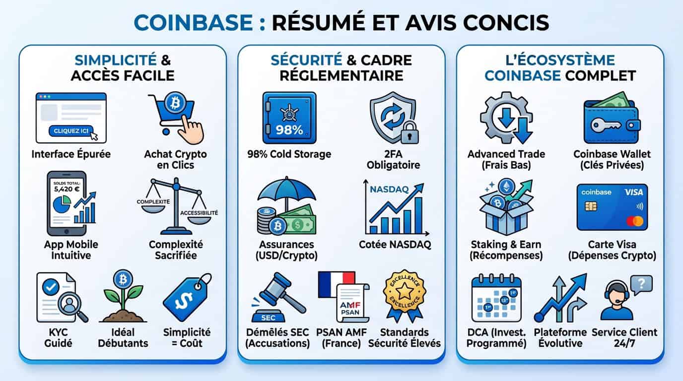 Interface mobile de Coinbase illustrant la simplicité d'achat de cryptomonnaies