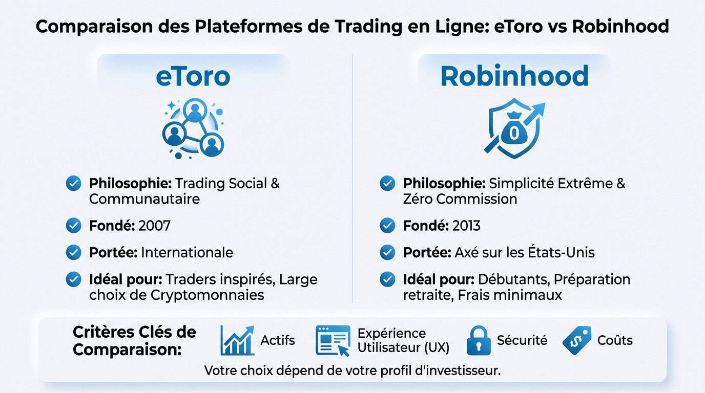 Comparatif entre les plateformes de trading eToro et Robinhood