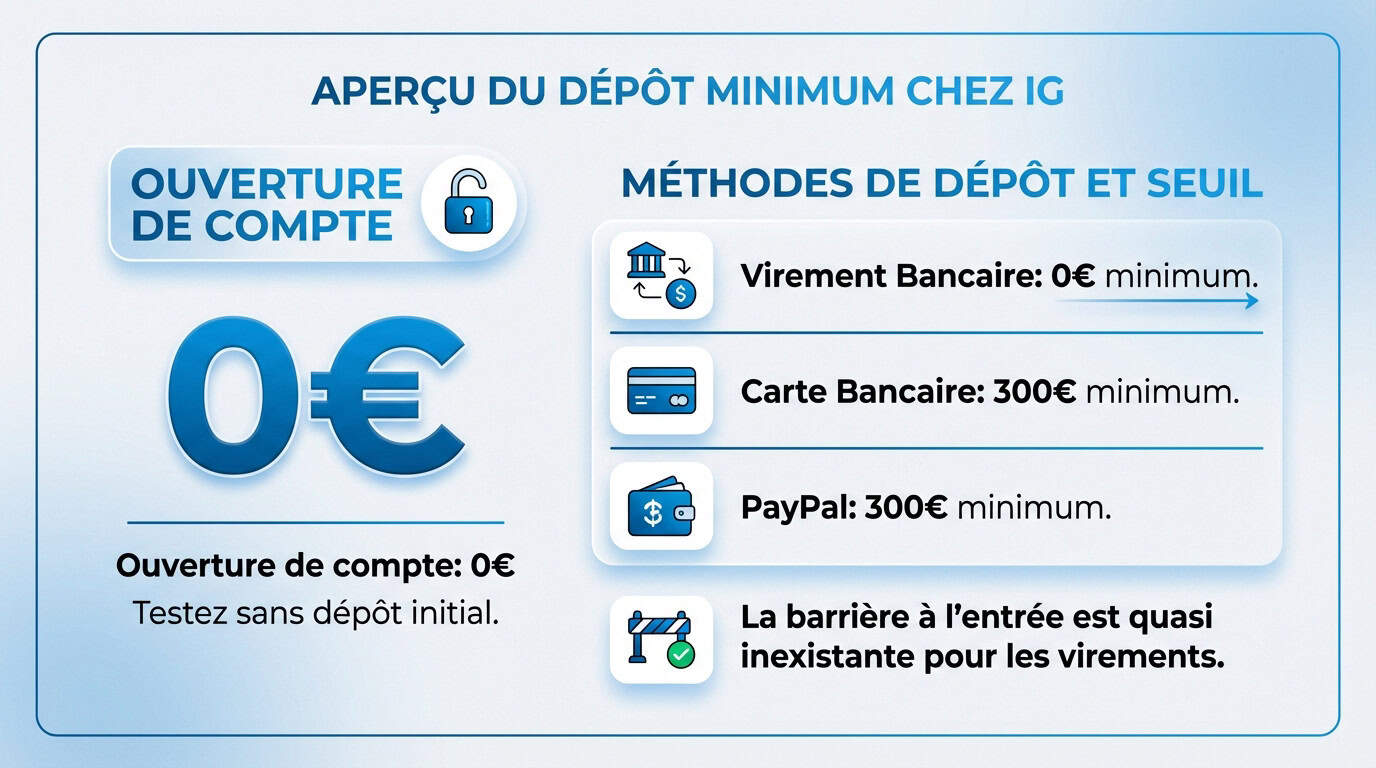 Aperçu du dépôt minimum requis sur la plateforme IG Markets