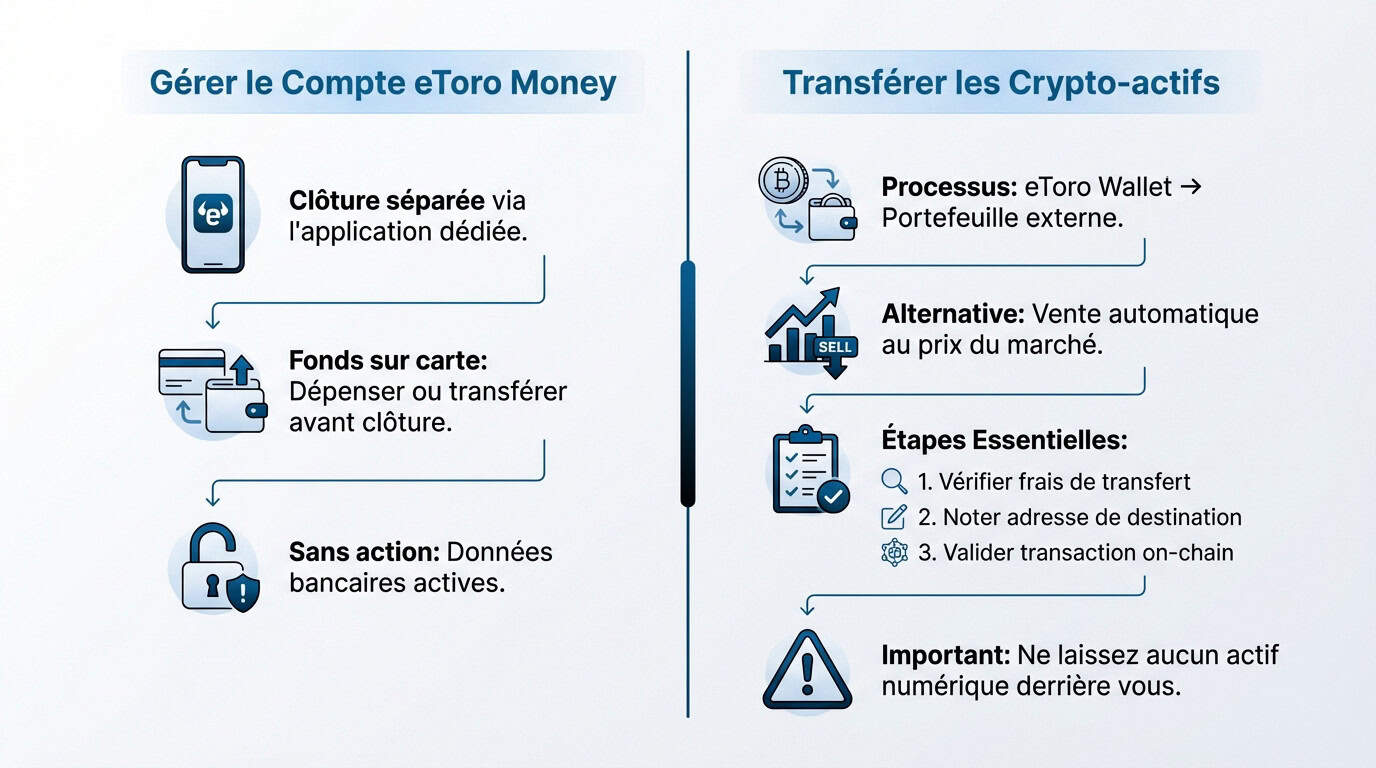 Gestion du compte eToro Money et transfert de crypto-actifs