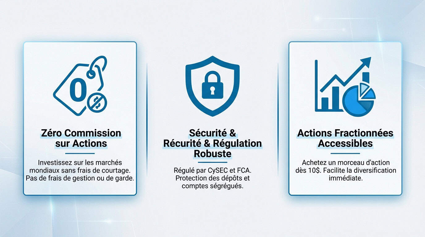Infographie des avantages de l'investissement en actions sur eToro