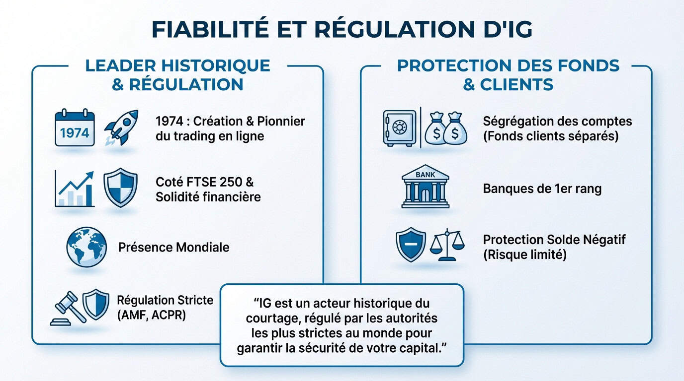 Fiabilité et régulation du courtier IG : historique et sécurité des fonds
