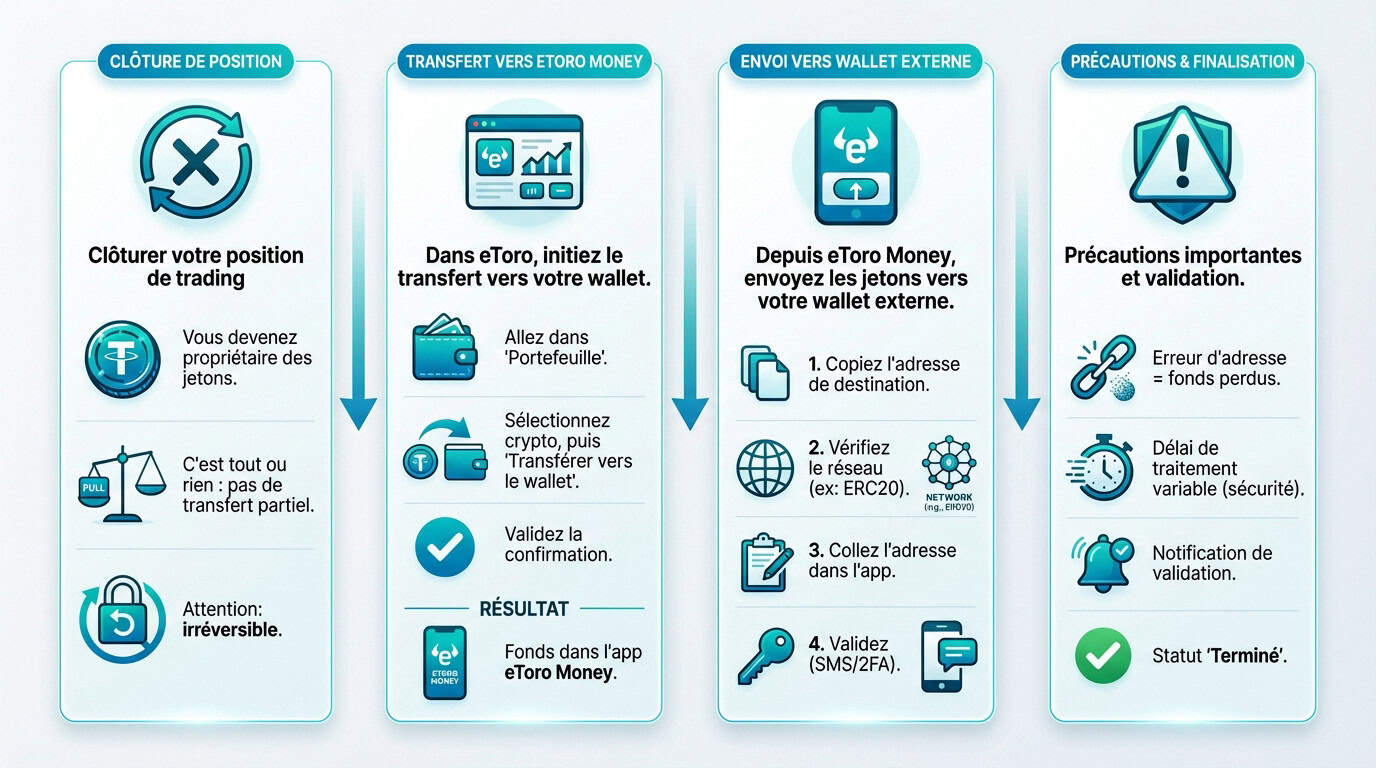 Guide de transfert crypto eToro vers wallet externe