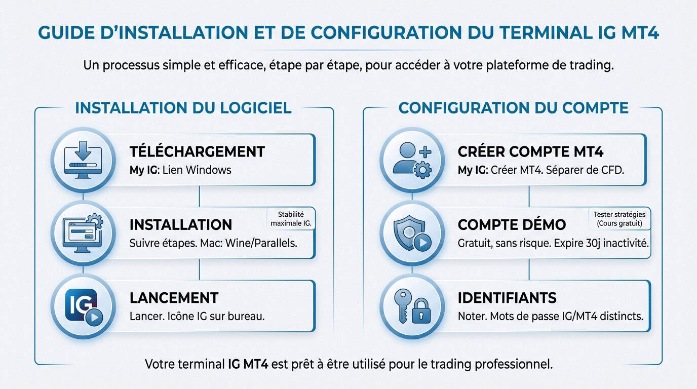 Interface de configuration du terminal IG MetaTrader 4