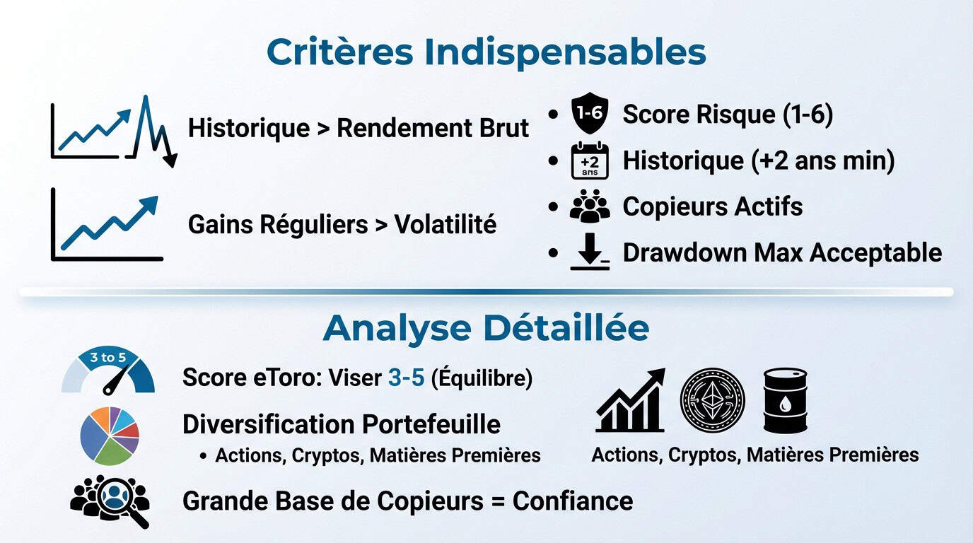 Critères de sélection pour copier un trader sur eToro