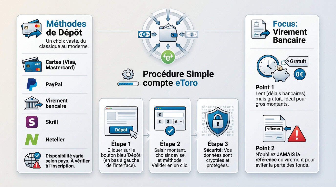 Guide illustré pour effectuer un dépôt sur eToro