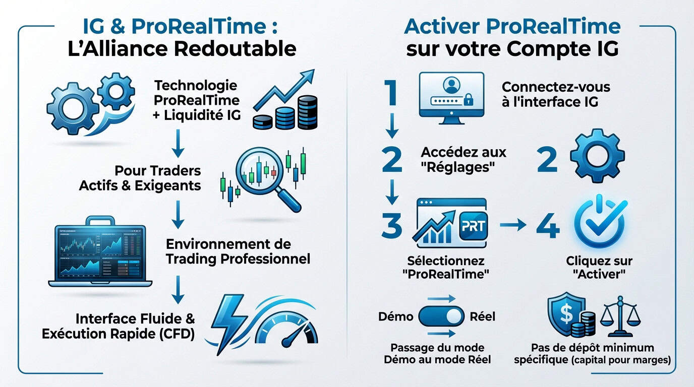 Interface graphique ProRealTime avec exécution des ordres par le courtier IG