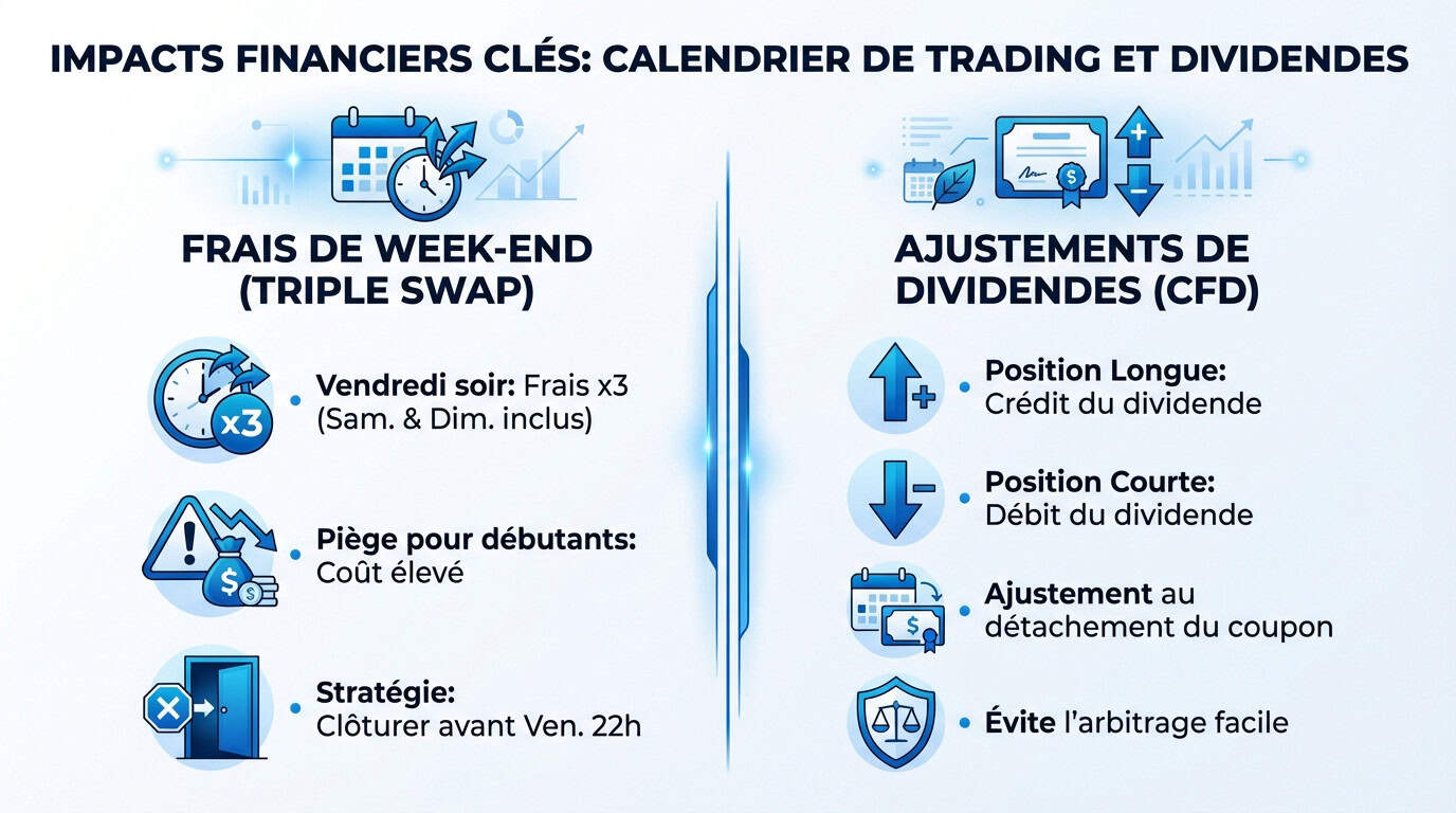 Impact du calendrier et des dividendes sur les frais IG