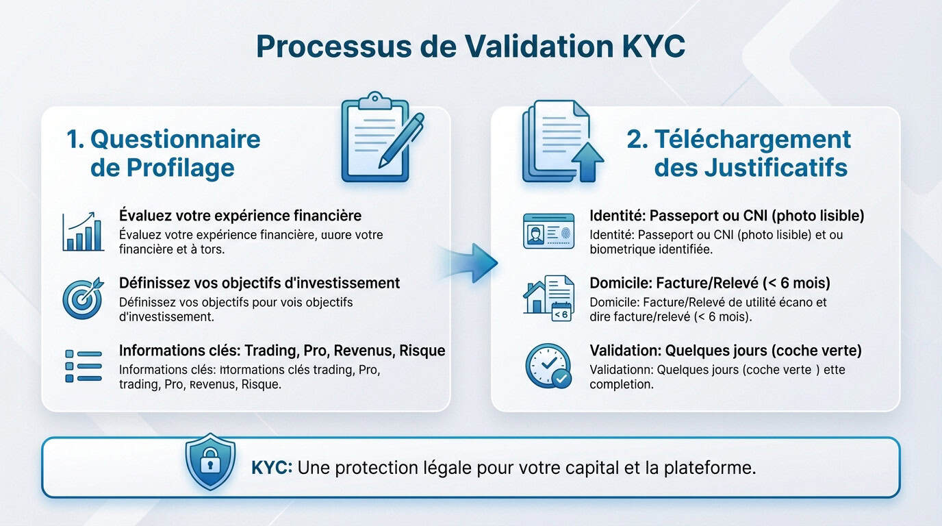Infographie du processus de validation KYC sur eToro