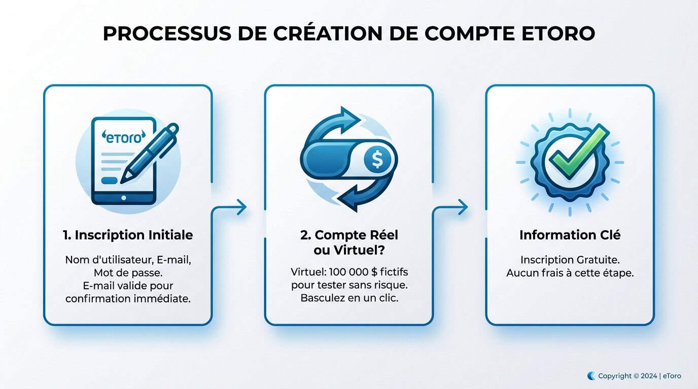 Processus d'inscription et de création de compte sur eToro France