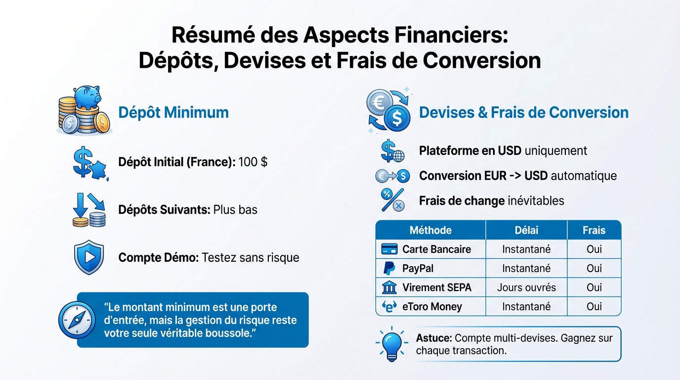 Tableau des frais de conversion eToro