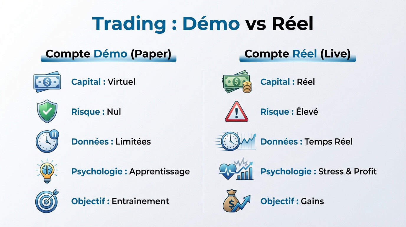 Comparaison entre trading démo et compte réel IG sur TradingView