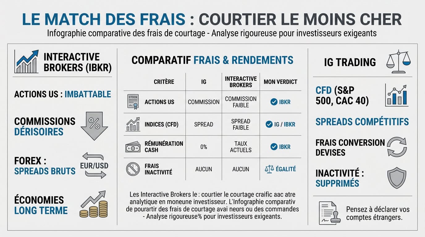Comparaison des frais de courtage entre Interactive Brokers et IG Trading