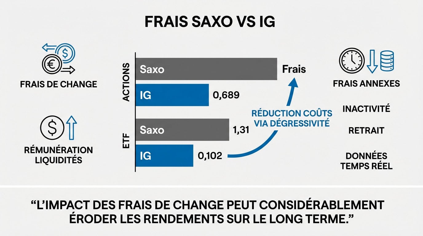 Comparatif des frais de courtage et commissions entre IG et Saxo Banque