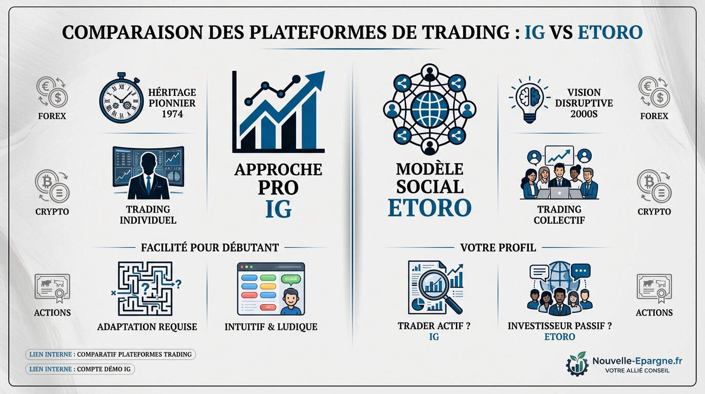 Comparatif des interfaces de trading entre IG et eToro