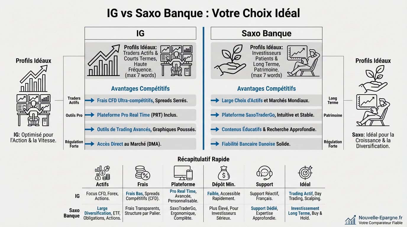 Comparaison des interfaces de trading entre IG et Saxo Banque