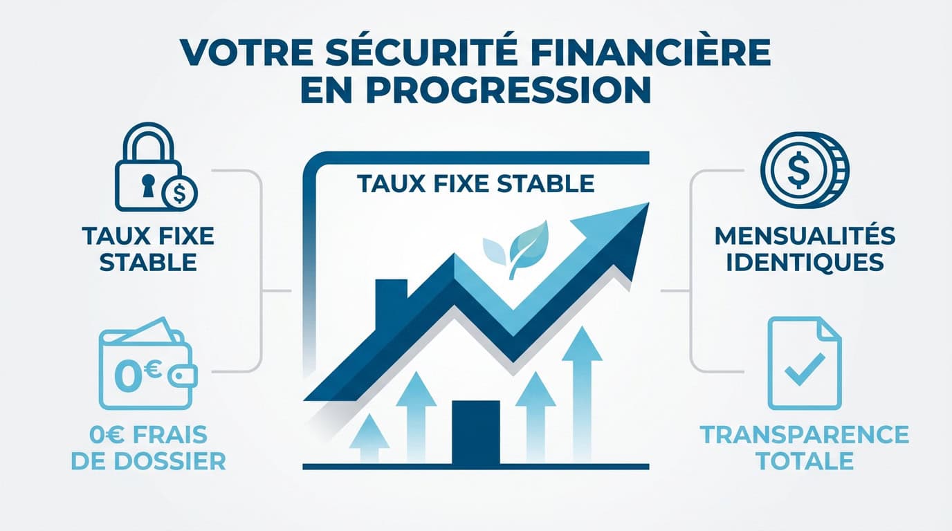 Graphique illustrant la stabilité d'un crédit à taux fixe pour une gestion sereine