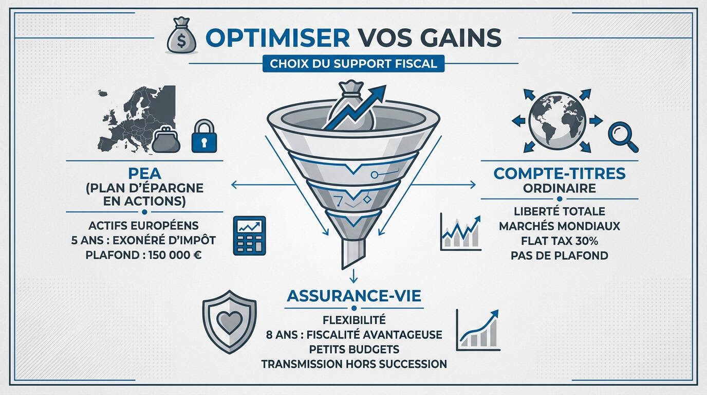 Graphique comparatif des enveloppes fiscales pour investir en bourse