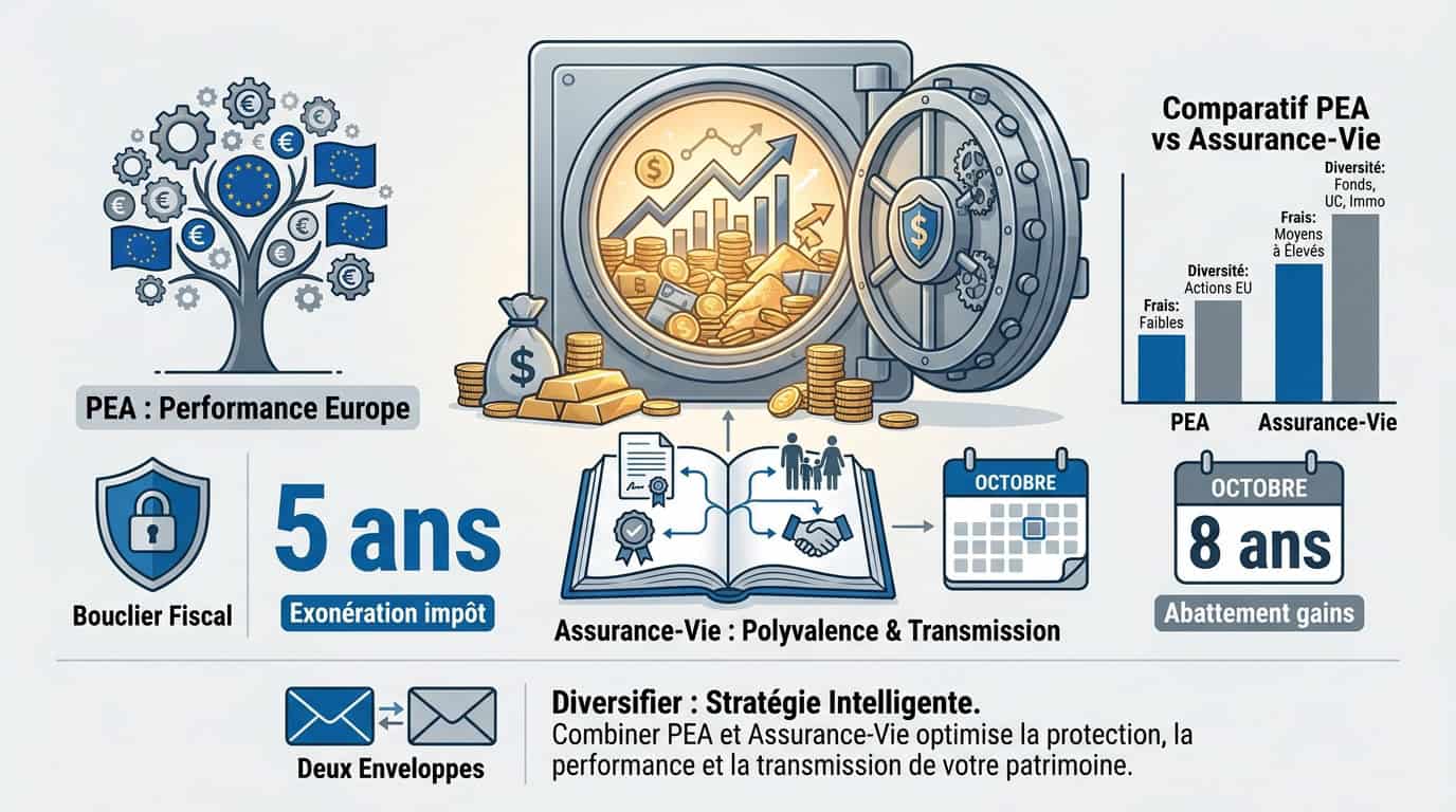 Comparaison fiscale entre le PEA et l'assurance-vie pour optimiser son épargne
