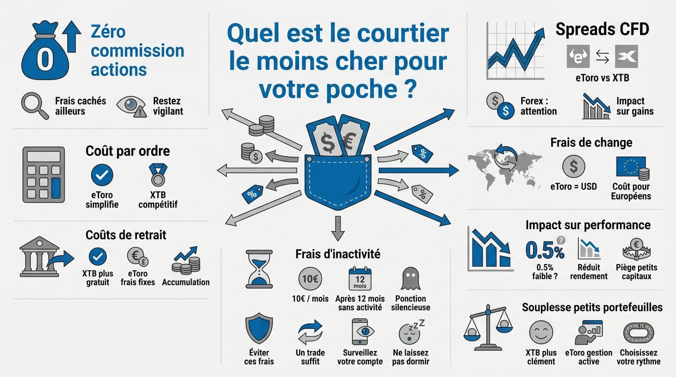 Comparaison des frais de courtage entre eToro et XTB pour investisseurs français