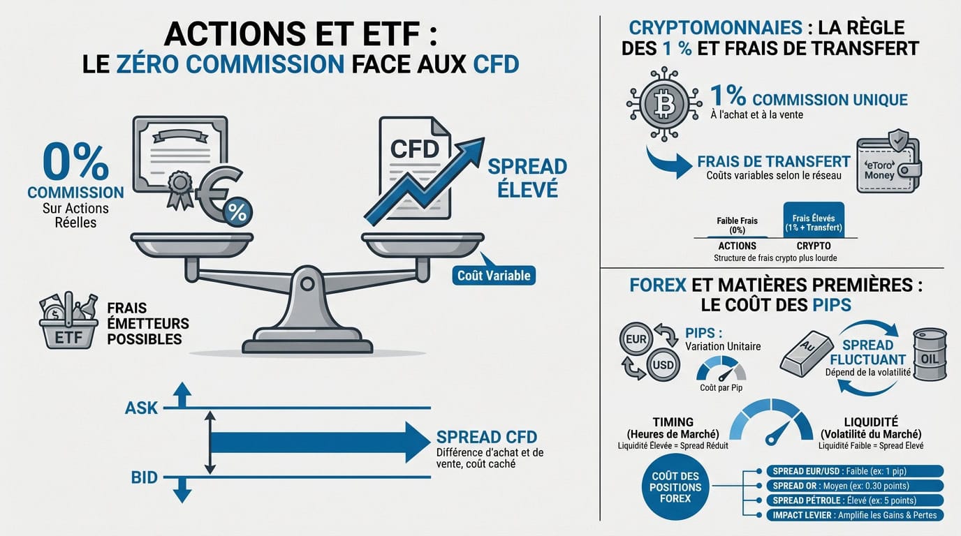 Comparatif des frais de trading actions crypto forex