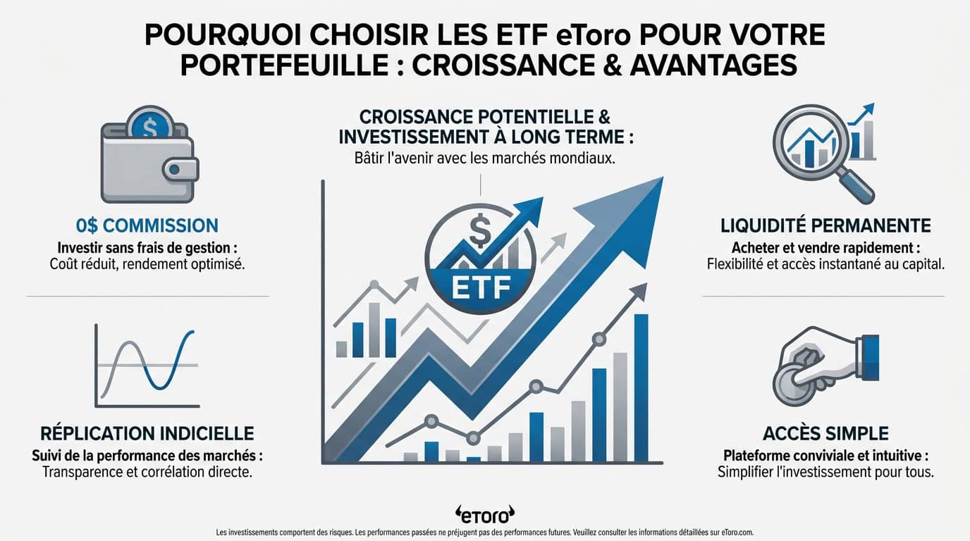 Graphique illustrant la croissance des investissements en ETF sur eToro