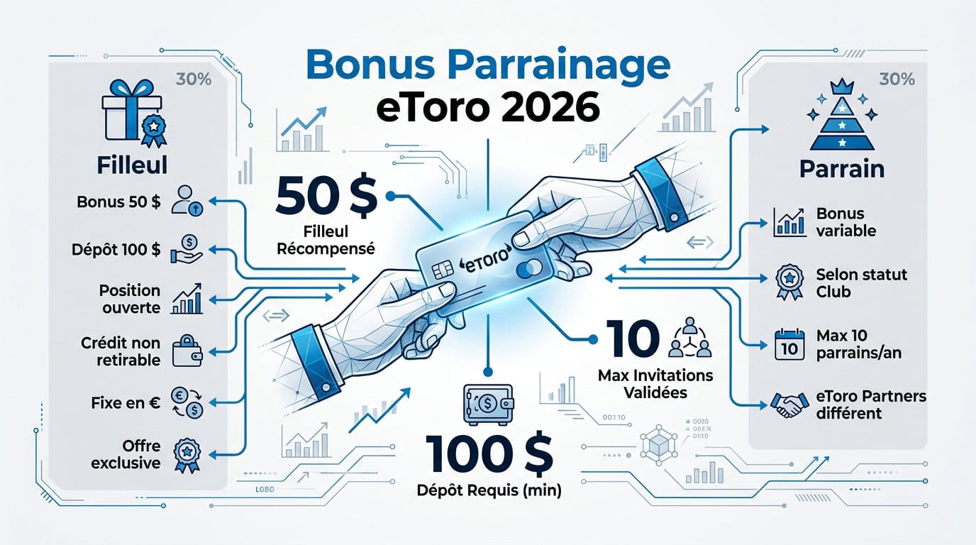 Bonus et avantages du parrainage eToro en 2026