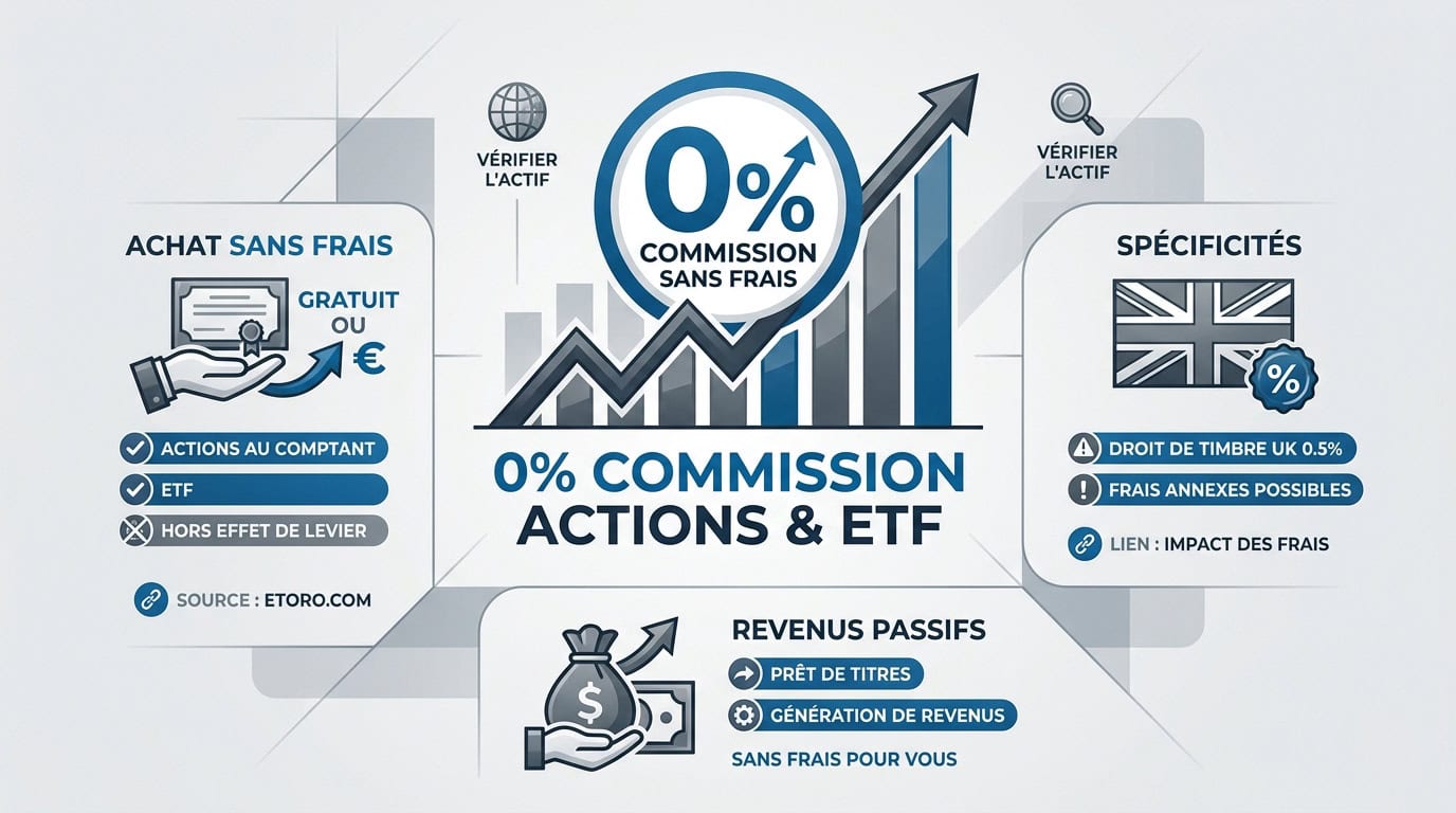 Investissement en actions et ETF sans commission sur la plateforme eToro