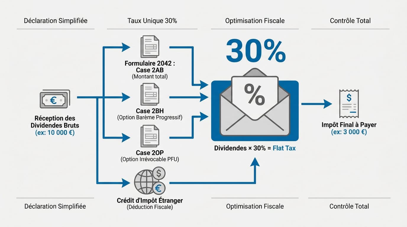 Schéma explicatif de la flat tax de 30 pour cent sur les dividendes eToro
