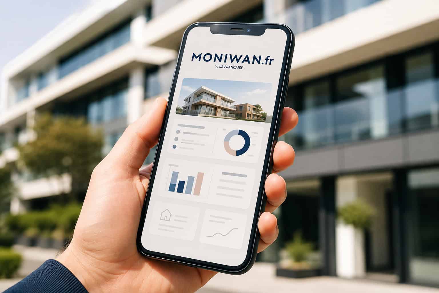 Tableau de bord immobilier sur smartphone moniwan