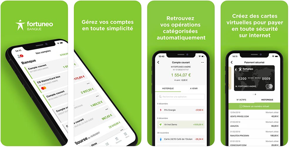 screenshot de l'application mobile Fortuneo