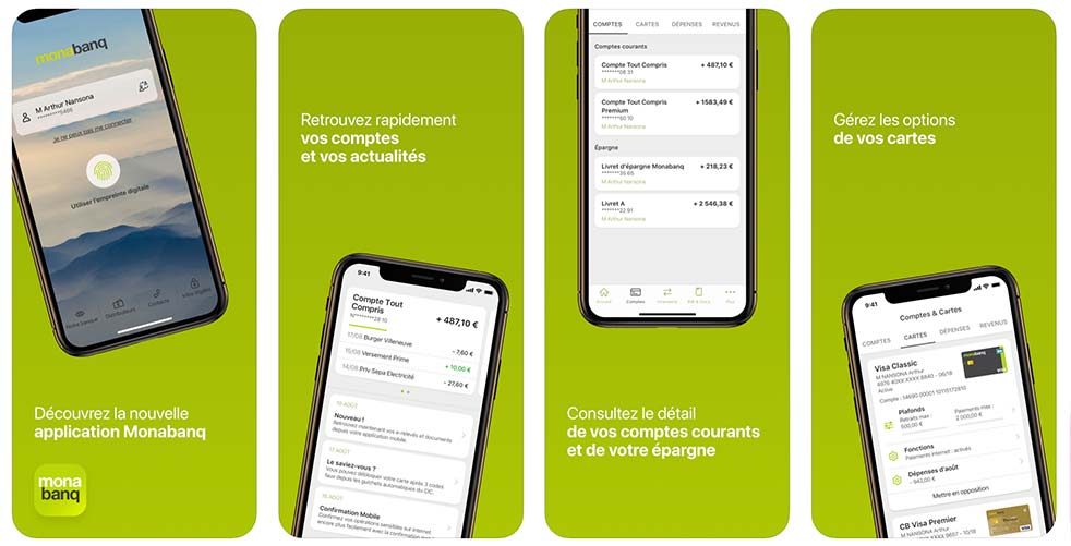 Screenshot des avantages de l'application mobile Monabanq