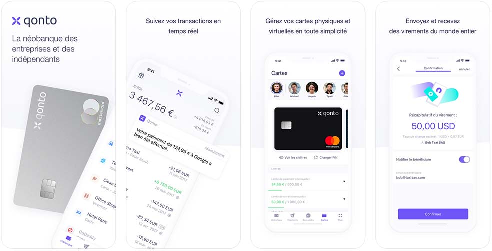 screenshot de l'application mobile Qonto