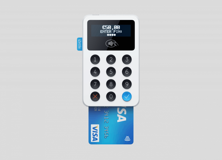 Carte bancaire visa Izettle terminal de paiement